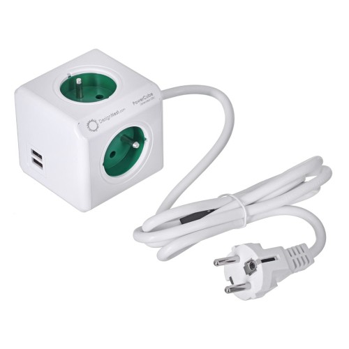 Przedłużacz allocacoc PowerCube Extended USB 2402GN/FREUPC (1,5m; kolor zielony) - 1310404