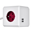 Przedłużacz allocacoc PowerCube Extended USB 2402RD/FREUPC (1,5m; kolor czerwony) - 1697906