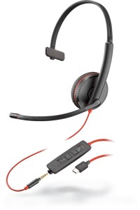 Słuchawki z mikrofonem Poly BLACKWIRE C3215 USB-C plastik czarne
