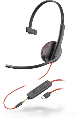 Słuchawki z mikrofonem Poly BLACKWIRE C3215 USB-C plastik czarne - 1731256