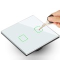 Włącznik dotykowy światła Maclean MCE703W podwójny, szklany, biały z kwadratowym przyciskiem wymiary 86x86mm, z podświetleniem przycisku - 1062973