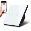 Włącznik światła dotykowy Maclean MCE717W podwójny, SMART, Tuya APP, szklany, biały z kwadratowym podśw. przycisku, 86x86mm - 1062957