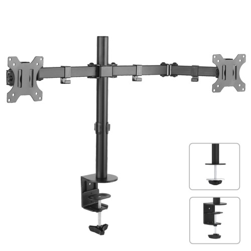 Uchwyt biurkowy na 2 monitory Maclean MC-754 13-32" 8kg czarny VESA 75x75 oraz 100x100 - 1131659