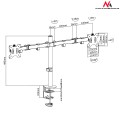 Uchwyt biurkowy na 2 monitory Maclean MC-754 13-32" 8kg czarny VESA 75x75 oraz 100x100 - 1131660