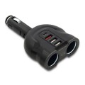 Rozdzielacz samochodowy gniazda zapalniczki Qoltec 52W | 2.4A | 2xUSB | USB QC3.0 | USB C PD | 2xgniazdo zapalniczki - 808505