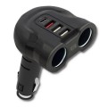 Rozdzielacz samochodowy gniazda zapalniczki Qoltec 52W | 2.4A | 2xUSB | USB QC3.0 | USB C PD | 2xgniazdo zapalniczki - 808507