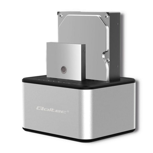 Stacja dokująca Qoltec dysków 2x HDD/SSD | 2.5" / 3.5" SATA | USB 3.0 | Klonowanie - 1017981