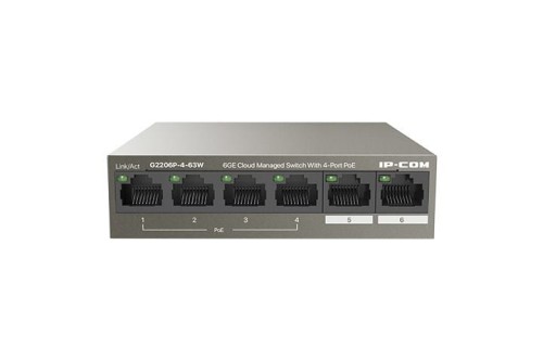 Switch zarządzalny IP-COM By Tenda G2206P-4-63W 6x1GbE PoE 63W - 1671644