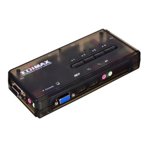 Switch KVM Edimax EK-UAK4 4xUSB z kablami, audio i mic