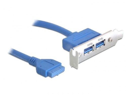 DELOCK GNIAZDO NA ŚLEDZIU 2X USB 3.0 40CM LOW PROFILE 82976 - 1555947