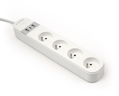 GEMBIRD INTELIGENTNA LISTWA ZASILAJĄCA Z ŁADOWARKĄ USB 4 GNIAZDA PL, BIAŁA - 1747784