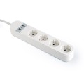 GEMBIRD INTELIGENTNA LISTWA ZASILAJĄCA Z ŁADOWARKĄ USB 4XSCHUKO, BIAŁA - 1735530