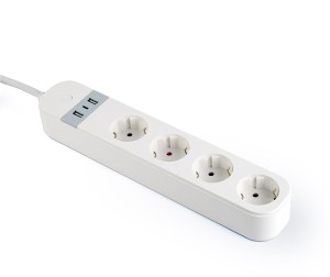 GEMBIRD INTELIGENTNA LISTWA ZASILAJĄCA Z ŁADOWARKĄ USB 4XSCHUKO, BIAŁA