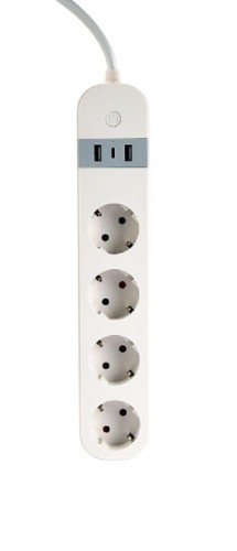 GEMBIRD INTELIGENTNA LISTWA ZASILAJĄCA Z ŁADOWARKĄ USB 4XSCHUKO, BIAŁA - 1735530