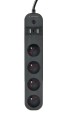GEMBIRD INTELIGENTNA LISTWA ZASILAJĄCA Z ŁADOWARKĄ USB 4 GNIAZDA PL, CZARNA - 1747803