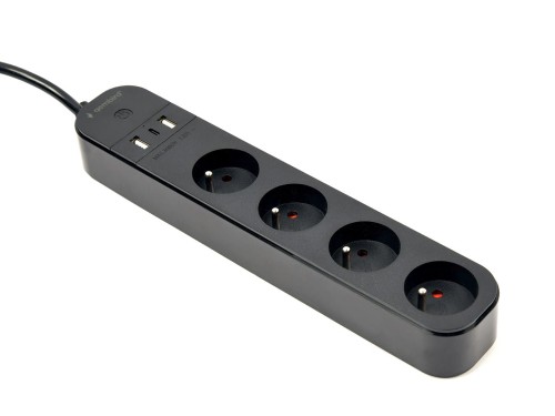 GEMBIRD INTELIGENTNA LISTWA ZASILAJĄCA Z ŁADOWARKĄ USB 4 GNIAZDA PL, CZARNA - 1747803