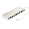 Stacja dokująca j5create USB-C Dual HDMI Multi Dock 1x4K HDMI/1xHDMI/2xUSB 3.0/1xUSB-C/1xRJ45 Gigabit; kolor srebrny JCD381-N - 1779891
