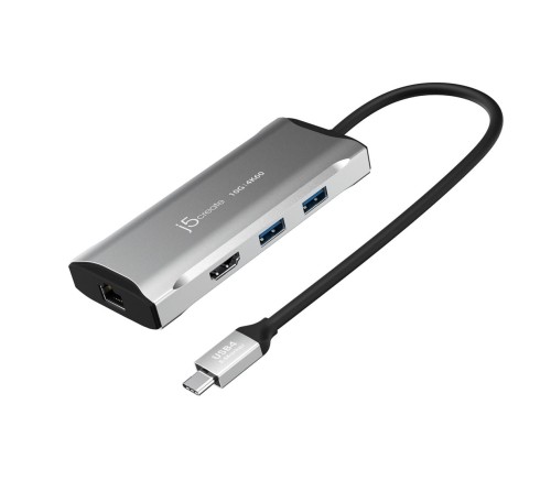 Stacja dokująca j5create 4K60 Elite USB-C 10Gbps Travel Dock 1x4K HDMI/2xUSB 3.1/1xUSB-C/1xRJ45 Gigabit; kolor srebrny JCD392-N - 1779907