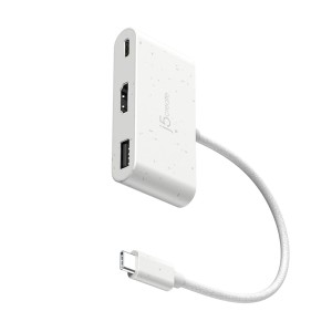 Stacja dokująca j5create Eco-Friendly USB-C to HDMI & USB Type-A with Power Delivery 1xHDMI/1xUSB 3.1/1xUSB-C; kolor biały JCA379EW-N