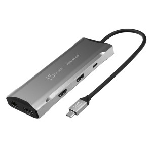 Stacja dokująca j5create 4K60 Elite USB-C Triple-Monitor 10Gbps Mini Dock 2x4K HDMI/1xDisplay Port/2xUSB 3.1/2xUSB-C/Card Reader/1xRJ45 Gigabit; kolor srebrny JCD397-N