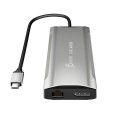 Stacja dokująca j5create 4K60 Elite USB-C Triple-Monitor 10Gbps Mini Dock 2x4K HDMI/1xDisplay Port/2xUSB 3.1/2xUSB-C/Card Reader/1xRJ45 Gigabit; kolor srebrny JCD397-N - 1779871