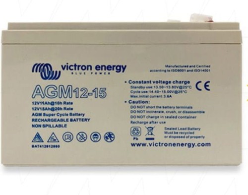 Victron Energy 12V/15Ah AGM Super Cycle Batt. Faston-tab 6.3x0.8 - 1746608