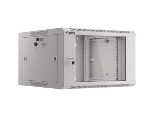 Szafa instalacyjna wisząca 19" 6U 570x600 szybki montaż szara Lanberg (flat pack) - 1128930