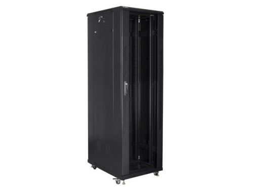 Szafa instalacyjna stojąca 19" 42U 600x1000 czarna Lanberg (flat pack) - 1158409