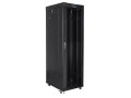 Szafa instalacyjna stojąca 19" 42U 600x1000 czarna drzwi szklane LCD Lanberg (flat pack) - 1158391