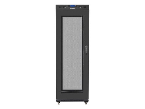 Szafa instalacyjna stojąca 19" 37U 600x800 czarna drzwi perforowane LCD Lanberg (flat pack) - 1158365