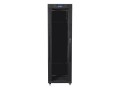 Szafa instalacyjna stojąca 19" 42U 600x600 czarna drzwi szklane LCD Lanberg (flat pack) - 1170960