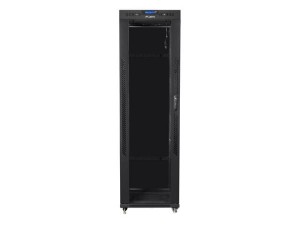 Szafa instalacyjna Rack stojąca 19" 42U 600x600 czarna drzwi szklane LCD Lanberg (flat pack)
