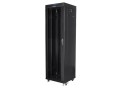 Szafa instalacyjna stojąca 19" 42U 600x600 czarna drzwi szklane LCD Lanberg (flat pack) - 1170962