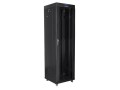 Szafa instalacyjna stojąca 19" 42U 600x600 czarna drzwi szklane LCD Lanberg (flat pack) - 1170961