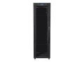 Szafa instalacyjna stojąca 19" 42U 600x800 czarna drzwi szklane LCD Lanberg (flat pack) - 1158393