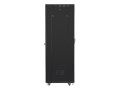 Szafa instalacyjna stojąca 19" 42U 600x800 czarna drzwi szklane LCD Lanberg (flat pack) - 1158396