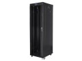 Szafa instalacyjna stojąca 19" 42U 600x800 czarna drzwi szklane LCD Lanberg (flat pack) - 1158394