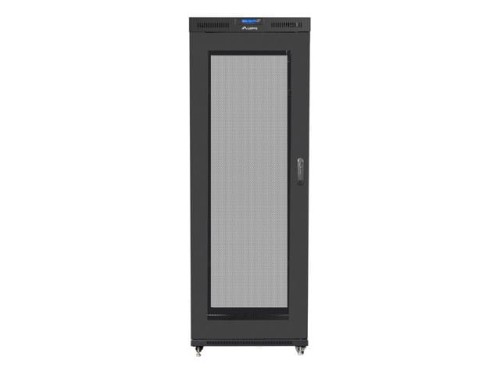 Szafa instalacyjna stojąca 19" 42U 800x1000 czarna drzwi perforowane LCD Lanberg (flat pack) - 1325154