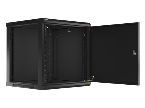 Szafa instalacyjna wisząca 19" 12U 600x600 czarna drzwi metalowe Lanberg (flat pack) - 1129111