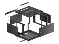 Szafa instalacyjna wisząca 19" 6U 600x600 czarna drzwi metalowe Lanberg (flat pack) - 1129076