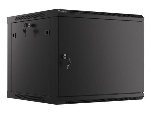 Szafa instalacyjna wisząca 19" 9U 600x600 czarna drzwi metalowe Lanberg (flat pack) - 1129121