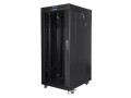 Szafa instalacyjna stojąca 19" 27U 800x1000 czarna drzwi szklane LCD Lanberg (flat pack) - 1198968