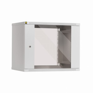 Szafa wisząca 10'' Netrack, 6U/300 mm - szary, drzwi  przeszklone
