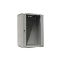 Szafa wisząca 19" Netrack, 18U/600x450mm - szary, drzwi szklane, otwierane boki - 1077100