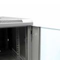 Szafa wisząca 19" Netrack, 6U/600x600mm – szary, drzwi szklane, otwierane boki - 1077136