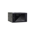 Szafa wisząca 19" Netrack, 6U/600x600mm – czarny, drzwi szklane, otwierane boki - 1077138