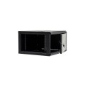 Szafa wisząca 19" Netrack, 6U/600x600mm – czarny, drzwi szklane, otwierane boki - 1077140