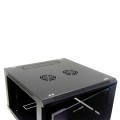 Szafa wisząca 19" Netrack, 6U/600x600mm – czarny, drzwi szklane, otwierane boki - 1077141