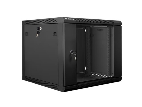 Szafa instalacyjna wisząca 19" 9U 600x600 czarna Lanberg (flat pack) - 1077086