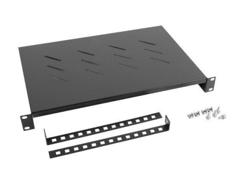 Półka do szaf 19" 600mm czarna Lanberg (1U/483x300mm udźwig do 25kg, montaż 4-punktowy) - 795816